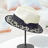 Hatrita-J 帽子の日除け帽女夏夏レースの砂浜百搭太陽帽日焼け止め透かし彫りシルクハット潮麦わら帽,a