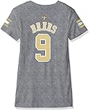 NFL Girls 7 – 16ドリュー・ブリーズNew Orleans Saints Girls – メインストライプVネックPlayer Name半袖Tシャツ、ヘザーグレー、L ( 14 )