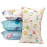 【４枚組】MADHOLLY　ジュニア用枕カバー　ピロケース　35×55cm　綿100％　抗菌防臭　寝具　布団カバー 　子供用　動物柄