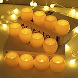 ちらつきLEDフレームレスキャンドルVotive Candles withタイマー、greenclickアンバーライトティーライトキャンドルLED Real Wax Tealights cr2032電