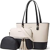 Amazon バッグ レディース トートバッグ ショルダーバッグ ハンドバッグ 通勤 鞄女性用 3点セット 切り替え色 底鋲 ビジネス 入学式 誕生日プレゼント クリスマス アプリコット ブラウン ハンドバッグ