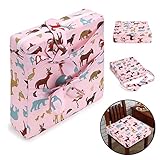 Sumnacon 食事 クッション こども 座布団 椅子用 クッション こども 高さ調節 チェアクッション 子供 動物の柄 ひも付き(ピンク)