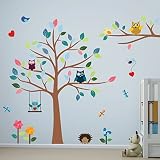 Timber Artbox Cheerful Nursery Wall Decals with Owls & Tree - Best D?cor for Kids Room Nursery & Pla