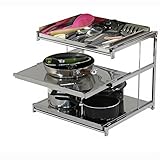 川口工器 かさばる器物収納に便利！ ステンレス棚 シンク下 スライドラック (幅50 3段) 18254