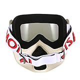 KKmoon ゴーグルフェイスマスク モトクロス・スキー スノーボード用 マスク脱着式 ゴーグル・口フィルター持ち カラフルレンズ/ホワイト