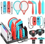 Switch Sports用アクセサリ Switchスポーツセット 【15 in 1セット】Kytok スイッチスポーツ用周辺機器 Joy-Conアクセサリ 収納スタンド Switchドック収納 Switchスポーツアタッチメント収納 体感ゲーム対応 対戦実装 没入感体験 Switch/Switch OLED対応