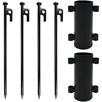 タープ　ペグ　ポール付き Amazon | テントポール 固定用ベース ペグ付き スチール タープ