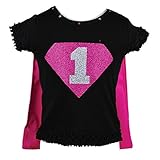 Reflectionzベビーガールズブラックフクシアスーパーガール誕生日ケープTシャツ12 – 18 M カラー: ブラック