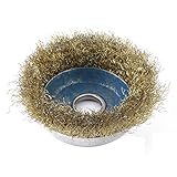 uxcell カップホイールブラシ スチール メタル真鍮トーン シルバートーン 1個入り