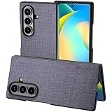 Aioria 互換性 ケース for Samsung Galaxy Z Fold 7 Fold7 5G 生地パターンレザー高級に保護純色スマホケース (Gray, Z Fold 7)