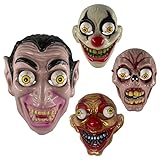 [バラエティ本舗] ホラーマスク 仮面 ゾンビ、ピエロ、ドラキュラ、怪物4個セット 怖い お面 かぶりもの 被り物 変装グッズ 仮装 コスプレ