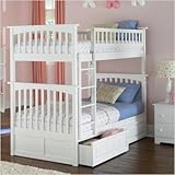 Columbia Bunk Bed with 2 Raised Panel Bed Drawers, Twin Over Twin, White [並行輸入品]