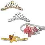 Oujyo 　　四つセット　ベビー ヘアバンド　キラキラ ヘアアクセサリー 出産祝い 結婚式 ギフト 赤ちゃん ヘアバンド ベビーヘアバンド 王冠 子供 ティアラ