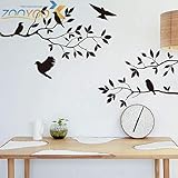 ZooArts 鳥のブランチ ベッドルーム パーラー 取り外し可能な ウォールステッカー 壁デカール 壁紙