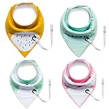 スタイ ビブ よだれかけ コットン100% 柔らかい 2層タイプ スナップ 三角 ベビー 4枚セット (bibs 01)