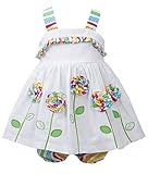 Baby Girls 3 m-24 mホワイト刺繍RolledロゼットFlower Stemドレス カラー: ホワイト