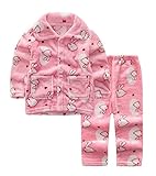 フランネルキッズパジャマソフトスリーピングシューズサンゴベルベットパジャマ、ピンクウサギ