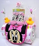 ご出産お祝い＜おむつケーキ＞　リーズナブルなお値段のかわいいおむつケーキ　ディズニーRK (女の子用ミニー）