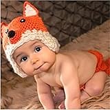 Kalevel Cute Cartoon Fox Style Infant Newborn Baby Girl Boy Crochet Beanie Hat Clothes Baby Photogra