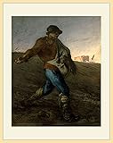 ミレー・「種蒔く人 [Jean-Francois Millet - The Sower]」 プリキャンバス複製画・ 額付き（デッサン額/大衣サイズ/木地色）
