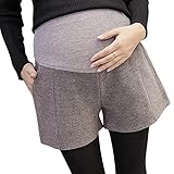 Spinas(スピナス) マタニティ ショート パンツ 大きくなるお腹を優しく包みます リブ キュロット マタニティパンツ 妊婦 産前 ブラック ライトグレー ダークグレー M～XXL （ライトグレー