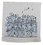 シンジカトウ 猫のオーケストラ ゲストタオル ブルー SKGT115-01