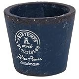 不二貿易 陶器 プランター ラウンド Mサイズ ネイビー 24259