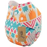 iZiv新生児1厚いおむつ付きオーガニック幼児防水/調整/再利用可能/洗えるポケット布おむつのフィット赤ちゃん0.5-3歳（花柄）