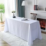 FANIVIN ポリエステル製 テーブルクロス 長方形 テーブルカバー 食卓カバー ホテル レストラン 結婚式 パーティー 無地 簡約 サイズ選択可能 ホワイト 140*180cm