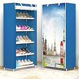 靴のストレージラックシェルフは、不織布のカバーワードローブシューズ収納キャビネット (Size : Paris sky)