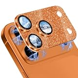 CeiBand カメラフィルム iPhone 17 Pro Max対応 レンズカバー アイフォン 17 プロ マックス 用 カメラ保護 アルミ合金縁取り+強化ガラス キラキラ レンズ保護フィルム 高透過率 露出オーバー防止 全体保護 カメラ保護フィルム iPhone 17 pro max対応 保護カバー （オレンジ）