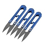 uxcell　はさみ　釣りライン　コードカッター　ミシン　テイラー　U字型　ブルーグリップ　3個入り