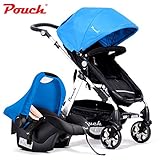 2イン1 乳母車, 赤ちゃん , ベビーカー, ファッション, サスペンション, 双方向の (Blue)