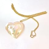 【にゃんこな日々】 ハート & 猫 夜光貝製 シェル ペンダント 14KGFチェーン