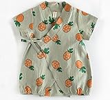 ディゾン(dizoon) 夏 甚平 ロンパース ベビー 新生児 女の子 綿100% 野菜 白 灰 オレンジ 66 73 80 90cm (66cm, 灰)