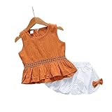 ベイビー服 女の子 Pojour Ｔシャツ+パンツ ノースリーブトップス ガールズかわいい2セット 子供ギフト 綿 通気 90cm カーキ