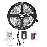Minger LED Strip Light 16.4ft 300leds RGB SMD 3528 Color Changing Full Kit with 24-keys IR Remote Co