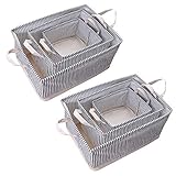 Yescom 収納ボックス 折りたたみ 6個セット ランドリー バスケット 布 ボックス 洗濯 カゴ 収納 籠 おしゃれ ソフトバスケット 布製 ランドリーボックス 洗濯物かご 脱衣かご ソフトボックス 洗濯物入れ 持ち手付き