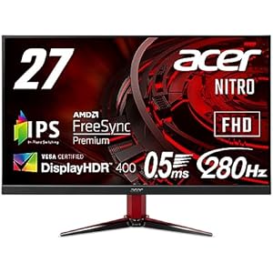 Acer Nitro ゲーミングモニター 27インチ IPS 非光沢 フルHD 0.5ms 240Hz HDMI (280Hz DisplayPort/オーバークロック) AMD FreeSync Premium VESA DisplayHDR 400 スピーカー内蔵 VESAマウント対応 チルト VG271Zbmiipx