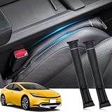 HUDIY（フーディ）シート隙間埋めクッション 新型プリウス 60系 車用 シートサイド隙間埋め PRIUS 5代目 (2023年1月～現行) PUレザー コンソール サイドクッション センター スボーツ式 運転席 助手席 ゴミ小物類 落下防止 プリントロゴ入り小物入れ 2本セット (ブラック)