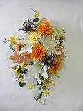 【ロサブランカ】アートフラワーの壁掛け(造花、イエロー)