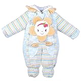 エルフ ベビー(Fairy Baby)ベビーカバーオール冬 ロンパース 足つき 防寒着フード付き 可愛い向日葵(ブルー、サイズ：73)