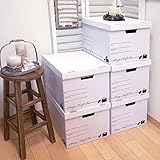 ストレージ クラフトボックス 5個セット 日本製 A4サイズ対応　ネコ (ホワイト)