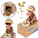 Balai かわいいおさるがお金を盗む貯金箱 硬貨用貯金箱 動くおもちゃ プラスチック製のブタの貯金箱