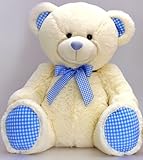 Keel Toys Nursery Gingham Bear Soft Toy (25cm, Cream/Blue) by Keel Toys