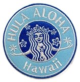 アメカジ ワッペン HULA ALOHA HAWAII ブルー ハワイ ビーチ アイロンワッペン 刺しゅう アップリケ パッチ