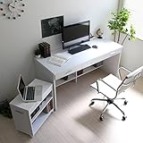 送料無料 パソコンデスク 書斎机 システムデスク 150cm幅 システムデスク2点セット デスク+ラック ホワイト CPB032DRWH