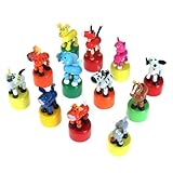 【ノーブランド品】木製　玩具　アニマル　プレスアップ　フィギュア　人形　プラントーイ