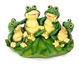 葉っぱの上の 仲良し カエル ファミリー 水に浮かべられる ガーデンオーナメント