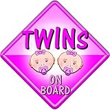 BABY FACE GIRL TWINS Non personalised novelty baby on board car window sign. by Just The Occasion